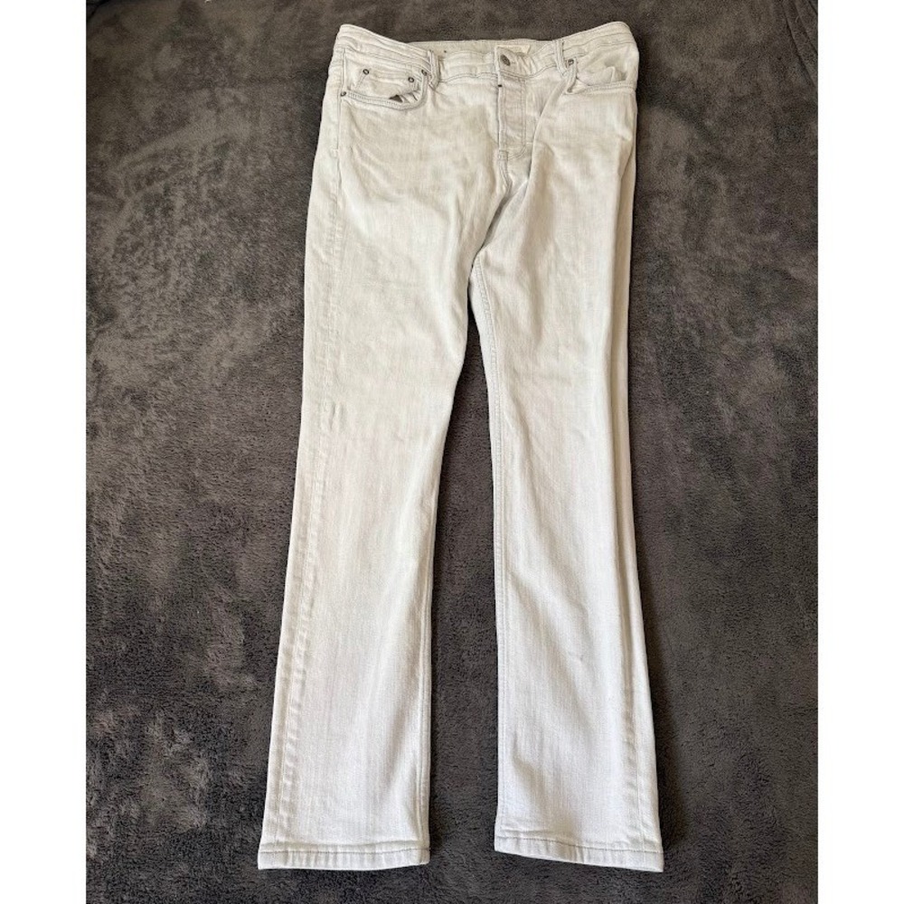 AllSaints Cigarette Skinny Jeans Mens 36X31 Light Grey Wash ME003Y Button Fly